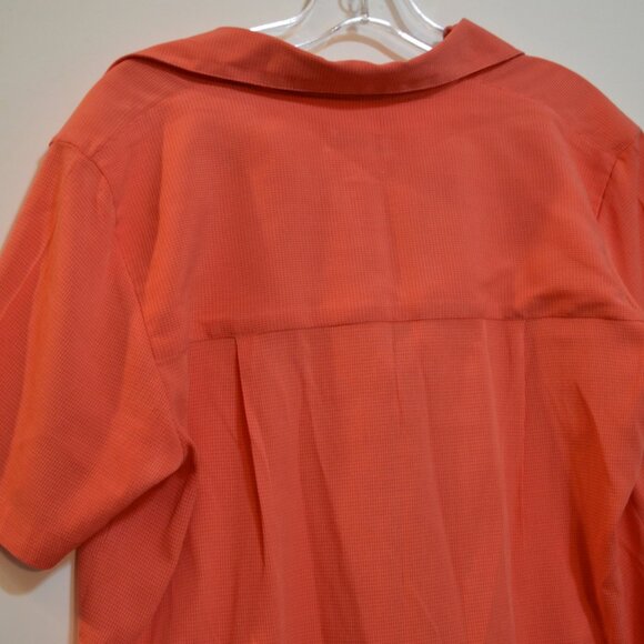 Christopher & Banks Rayon-Poly Red Textured Button-Down Short Sleeves Shirt S - Picture 6 of 6